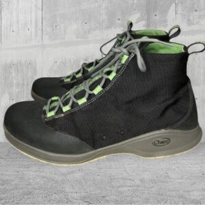 Chaco Tendino Bulloo Black/ Green Lace up Canvas Hiking Boots